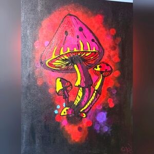 Vibrant Mushroom Art Painting